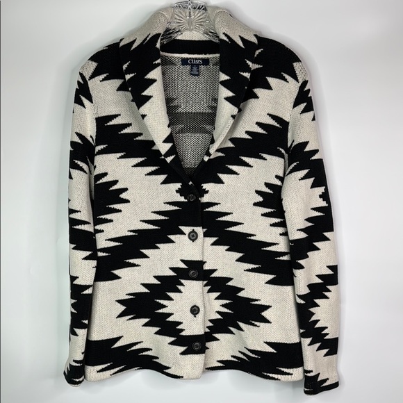 CHAPS Aztec Cardigan Button Front Sweater Size Medium - Picture 1 of 8